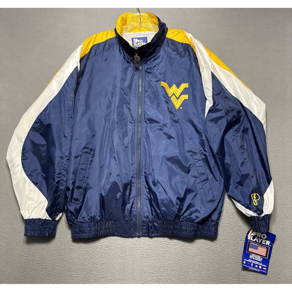Vintage Pro Player WVU Mountaineers Jacket Large Windbreaker Outdoors Football‎